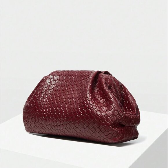 Women's Woven Evening Bag Dumpling Clutch Purse No Strap Handbags Elegant Faux P - Picture 3 of 7